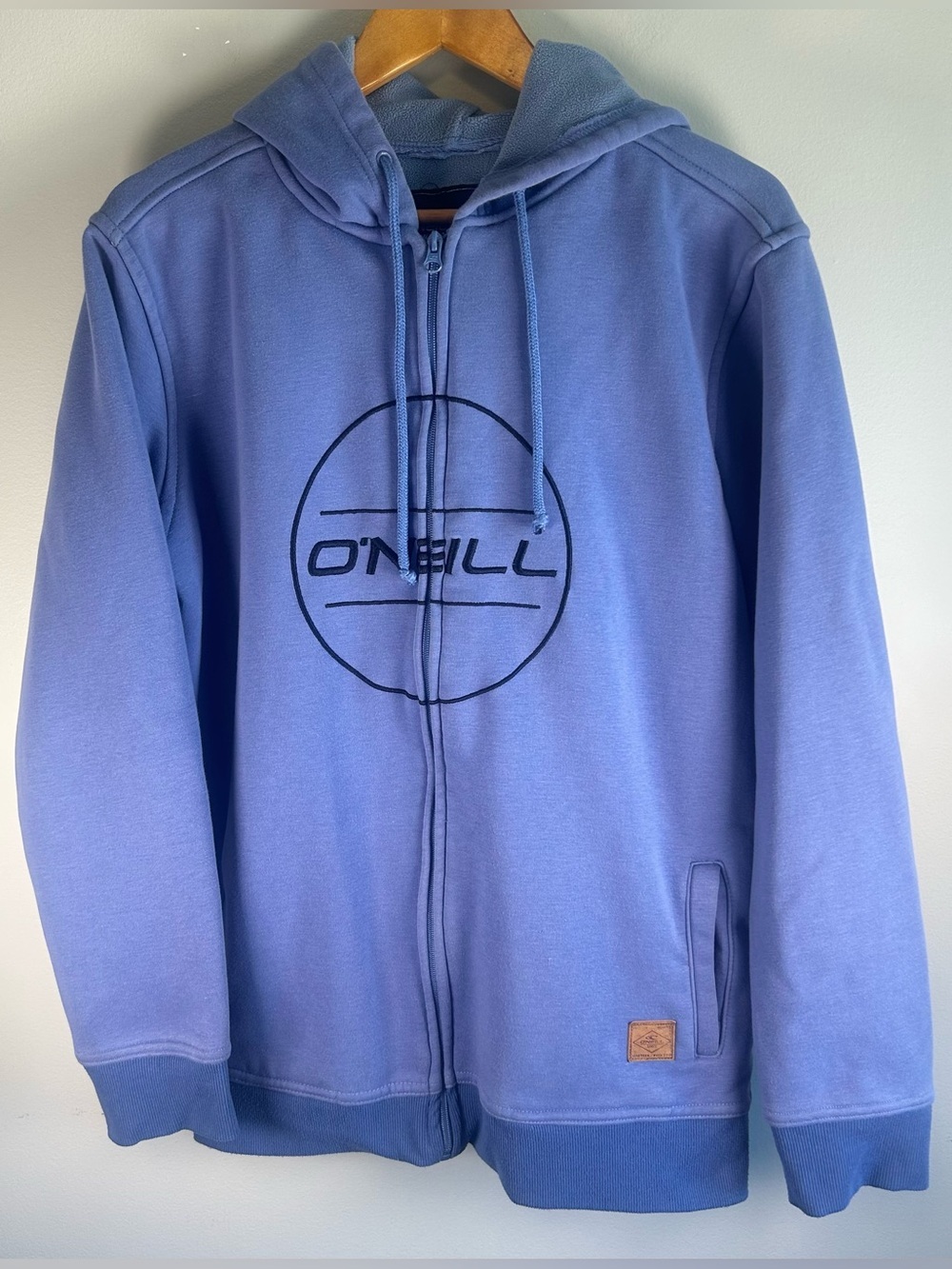 VTG Oneill Men’s Hoodie Sweater L Zip Up Blue Skate Plush Fleece Surf Skate Y2K